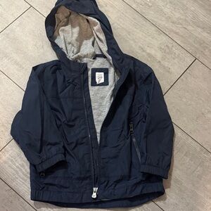Navy Hooded Jacket with Gray Tshirt   Lining